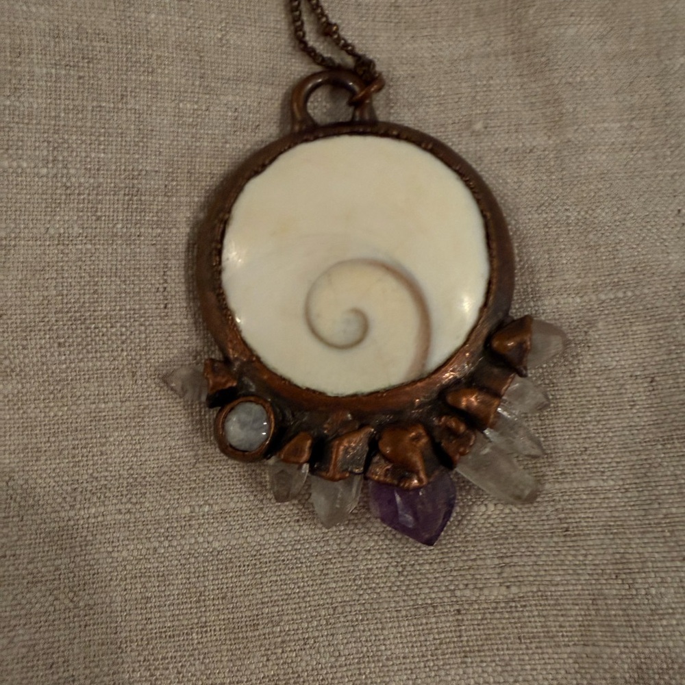 Boho crystal and shell necklace.